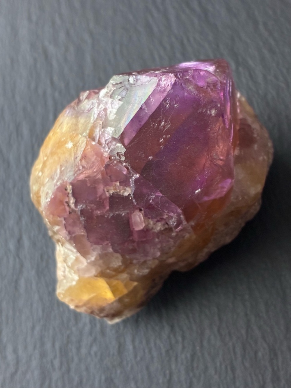 Raw Purple and Yellow Flourite Crystal Point - Picture 3 of 6